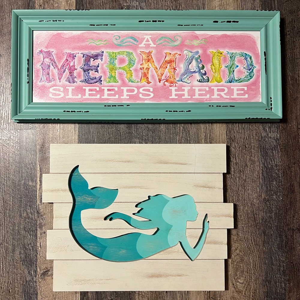 Quality Mermaid Wall Decor Set - Pink and Teal